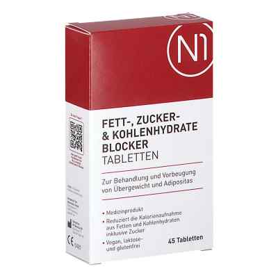 N1 Fett- Zucker- & Kohlenhydrate Blocker Tabletten 45 szt. od pharmedix GmbH PZN 18296107